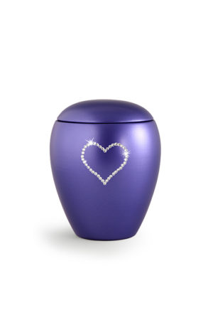 Urne aus Keramik – Edition “Crystal” – Herz/violett