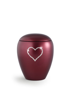 Urne aus Keramik – Edition “Crystal” – Herz/weinrot