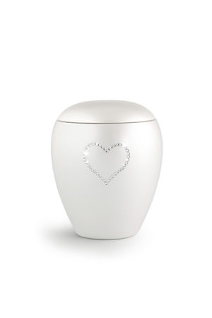Urne aus Keramik – Edition “Crystal” – Herz/perlmutt