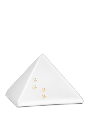 Urne aus Keramik – Edition “Pyramide” – weiß