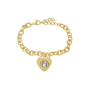 Armband mit originalem Pfotenabdruck, herzförmig (in 2 Farben erhältlich)