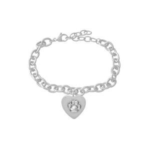 Armband mit originalem Pfotenabdruck, herzförmig (in 2 Farben erhältlich)